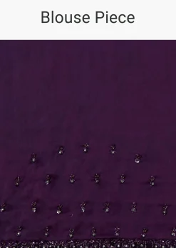 Wine Purple Sequins Saree With An Embellished Border