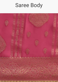 Wine Satin Brocade Zari Weave Saree