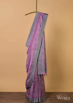 Wine South Resham Silk Saree With Woven Work And Unstitched Blouse Fabric