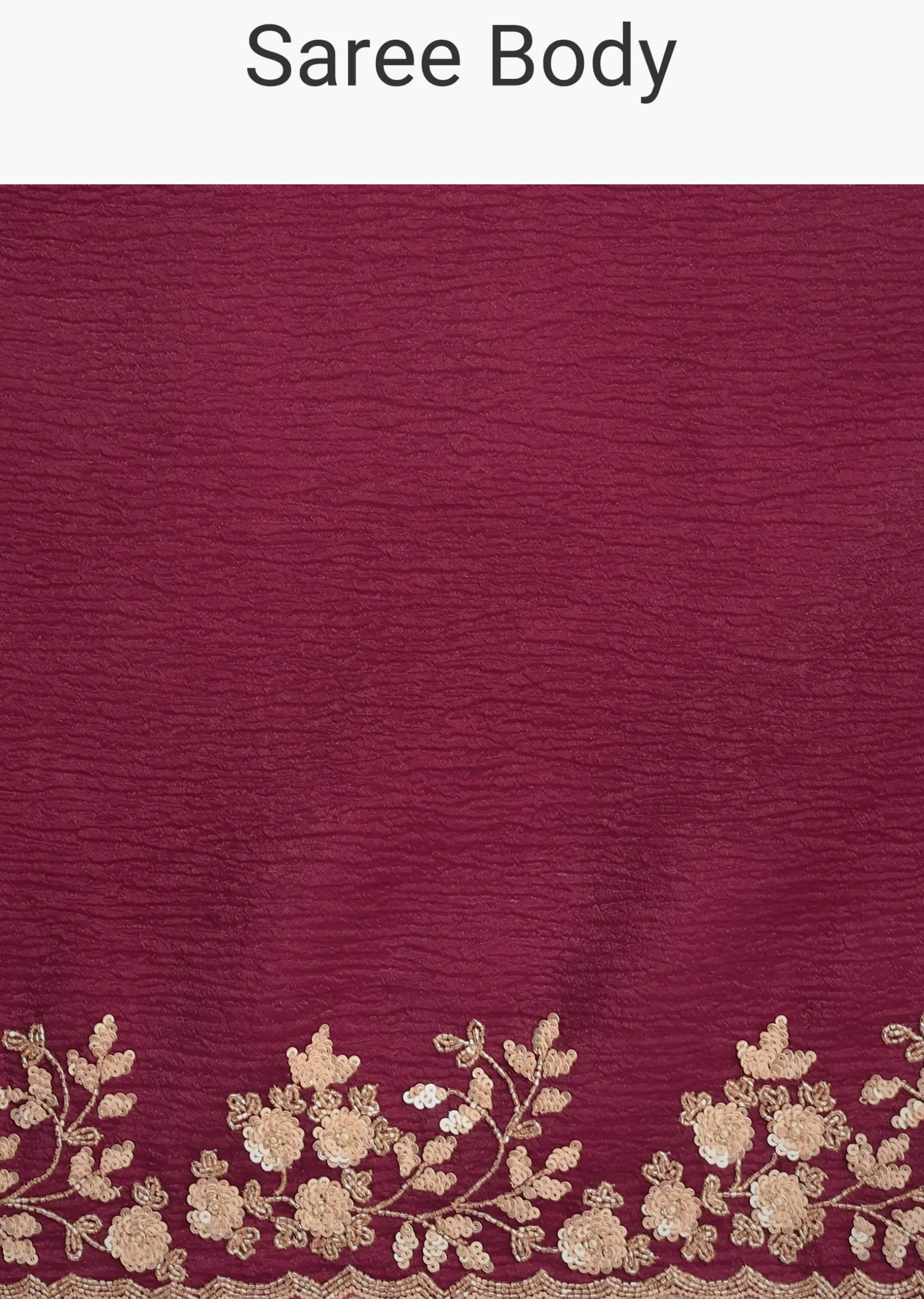 Wine Tissue Saree With Sequin And Cutdana Border And Unstitched Blouse