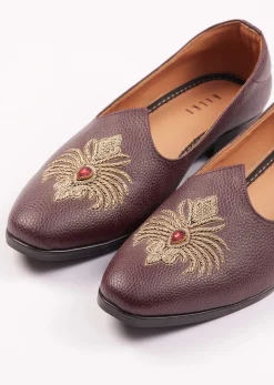 Wine Zardosi Work Juttis