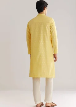 Yellow Banarasi Silk Kurta Set