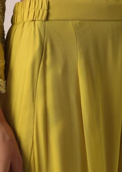 Yellow Chanderi Silk Kurta Sharara Set