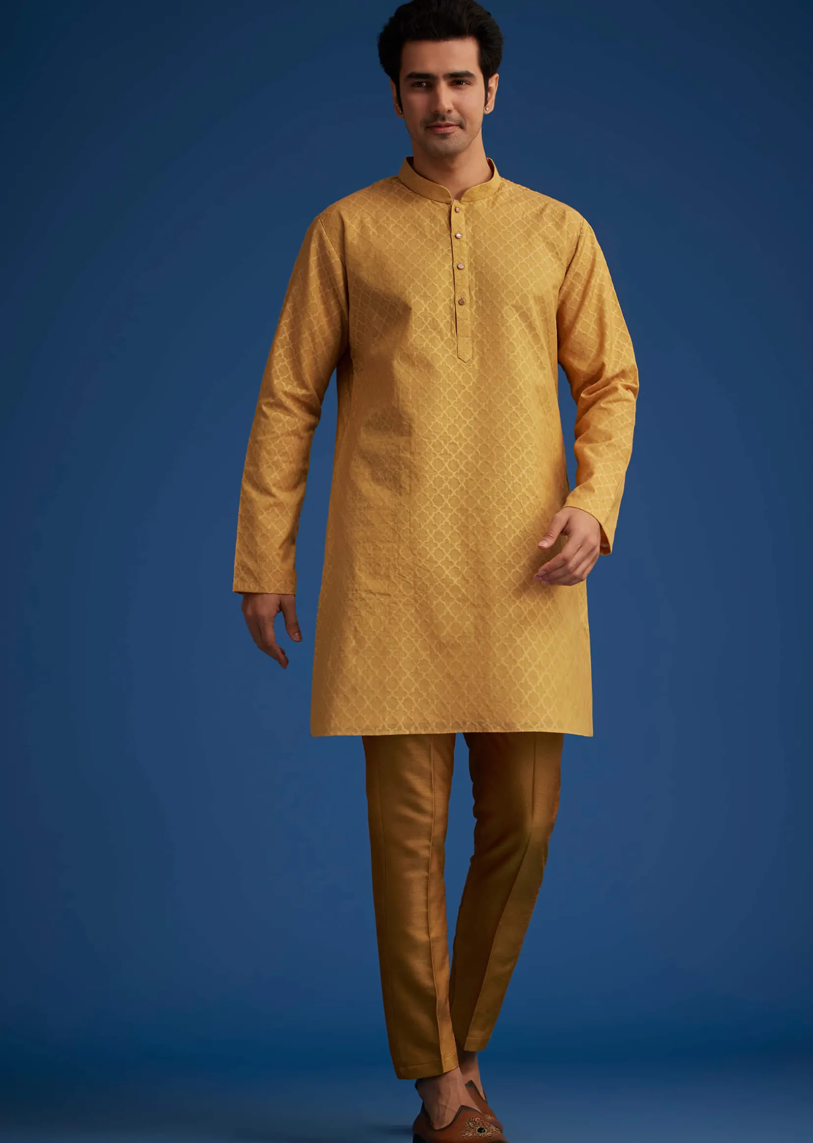 Yellow Cotton Linen Jacket With Stone And Thread Embroidery
