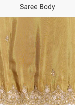 Yellow Crush Tissue Saree With Gota Zari And Beads Embroidery