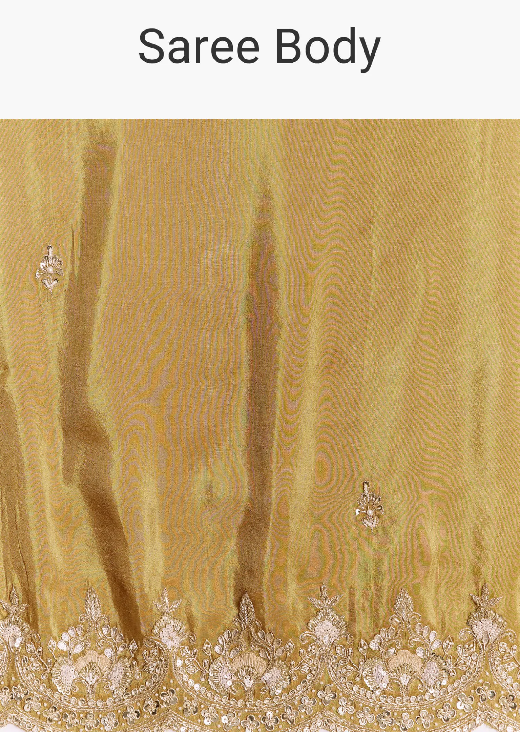 Yellow Crush Tissue Saree With Gota Zari And Beads Embroidery