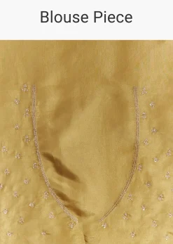 Yellow Crush Tissue Saree With Gota Zari And Beads Embroidery
