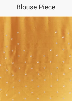 Yellow Crush Tissue Saree With Heavy Embroidered Border And Blouse