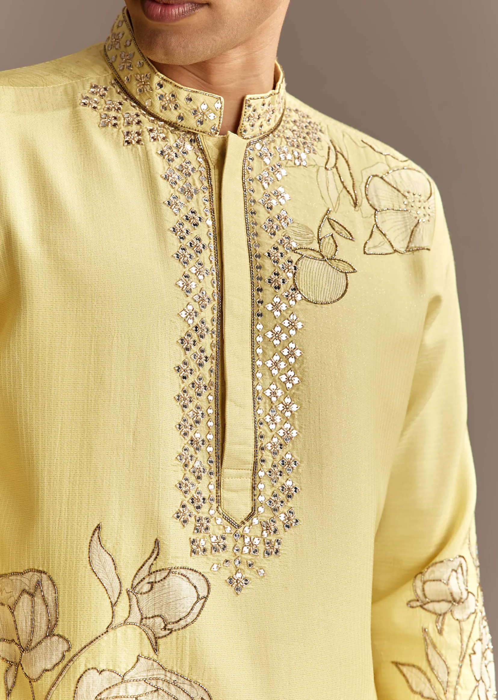 Yellow Cutwork Kurta Set