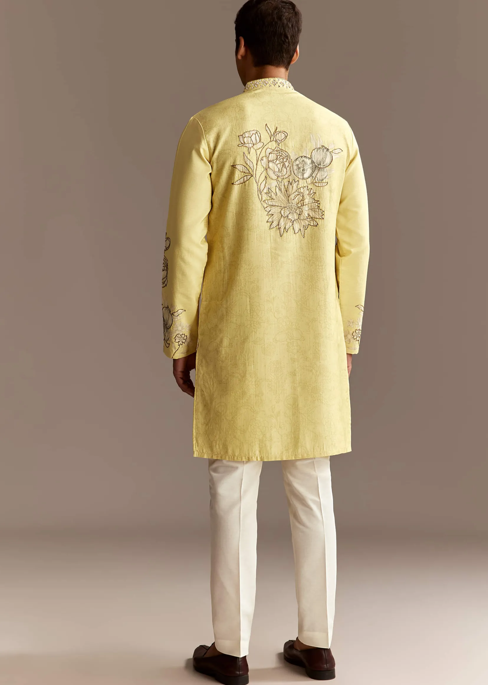 Yellow Cutwork Kurta Set