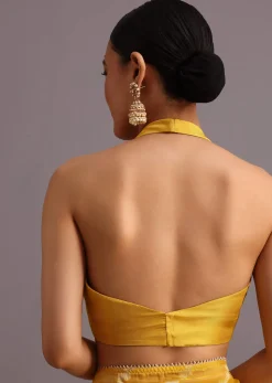 Yellow Dola Silk Leheriya Woven Saree With Gotta Patti Border