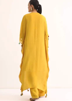 Yellow Embroidered Kaftan Kurta Set