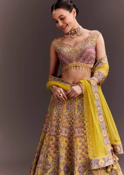 Yellow Embroidered Lehenga Set