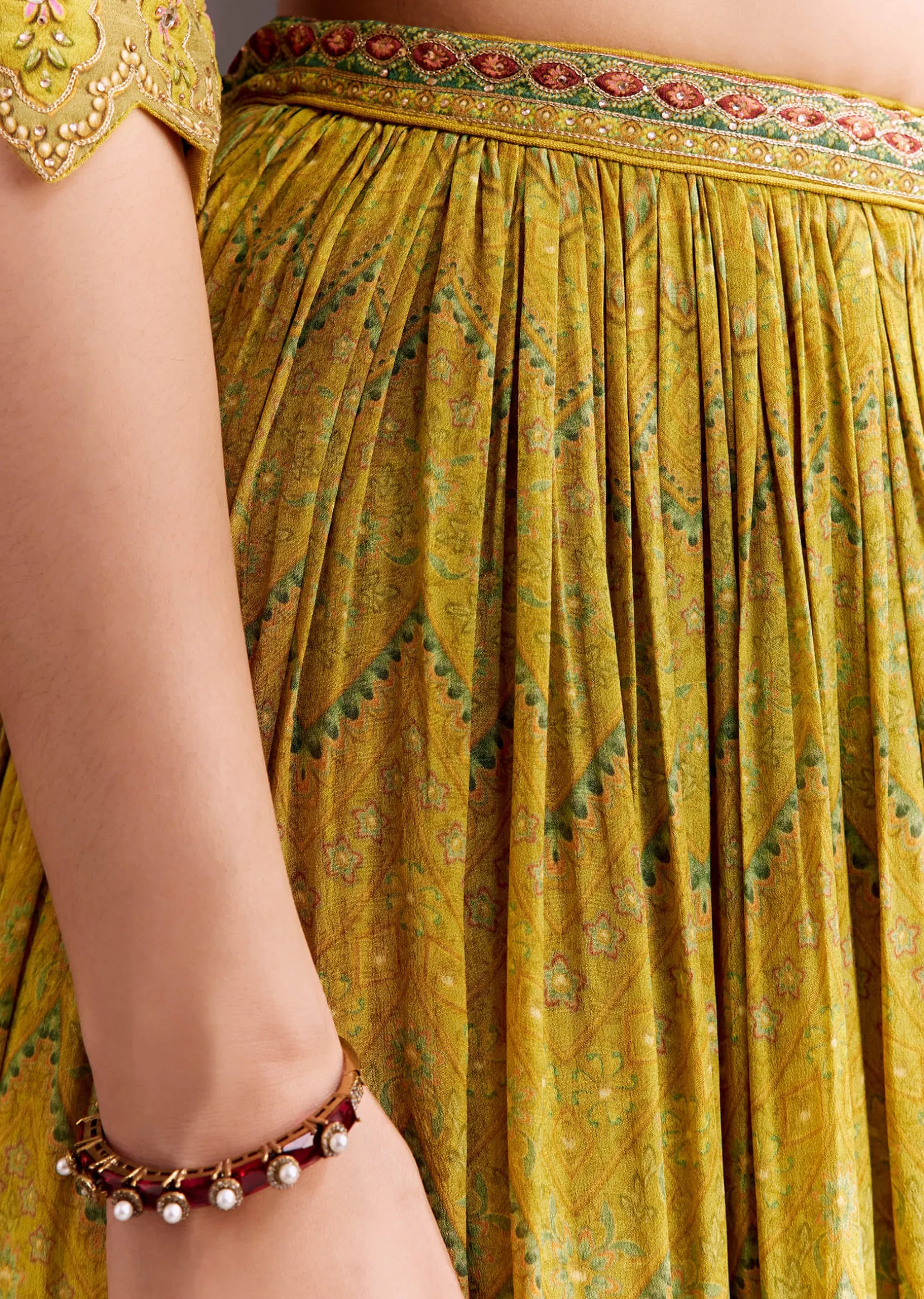 Yellow Embroidered Palazzo Suit