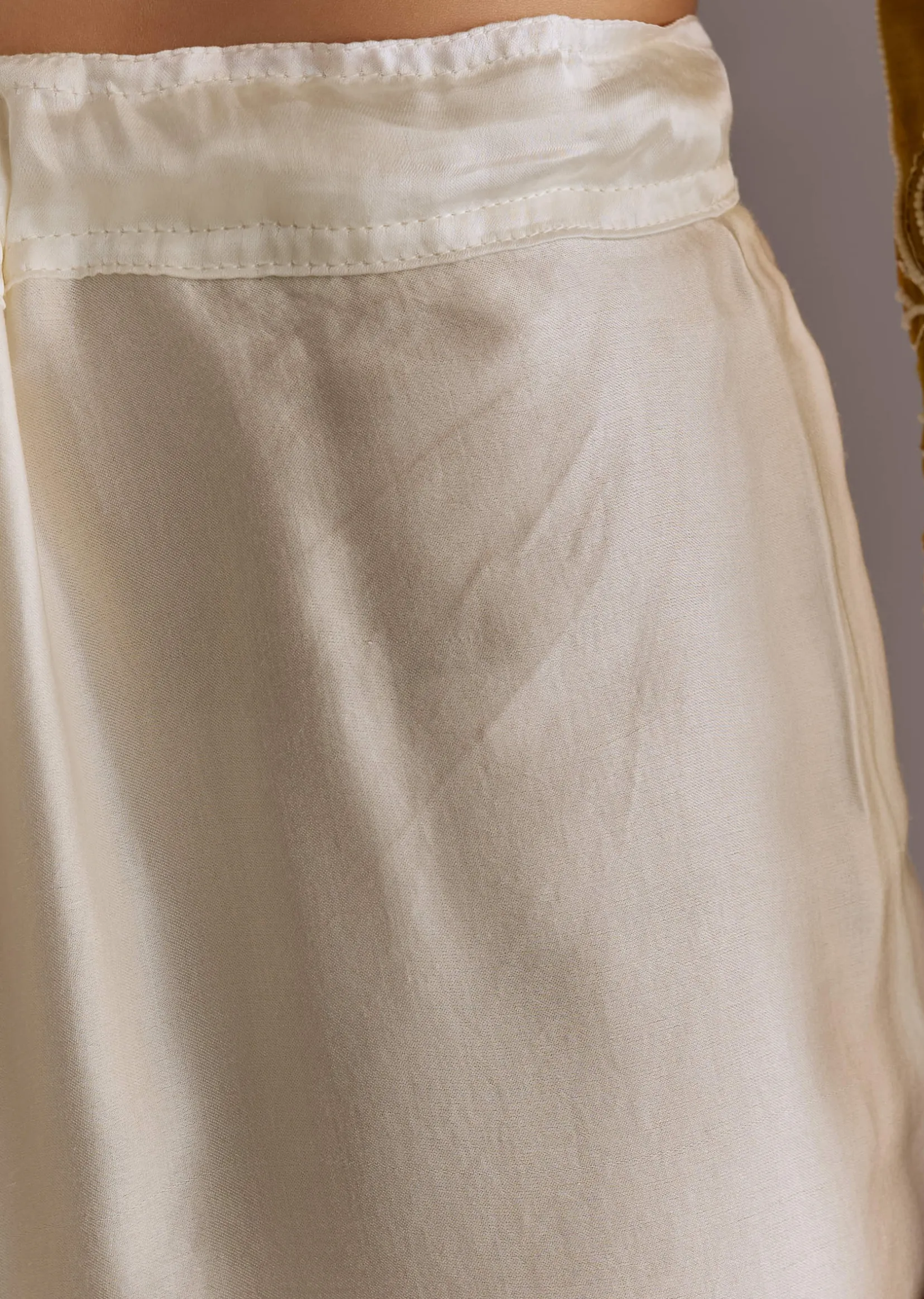 Yellow Embroidered Short Kurta With Silk Satin Dhoti