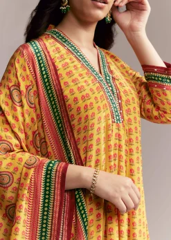 Yellow Floral Anarkali Set