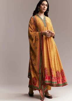 Yellow Floral Anarkali Set