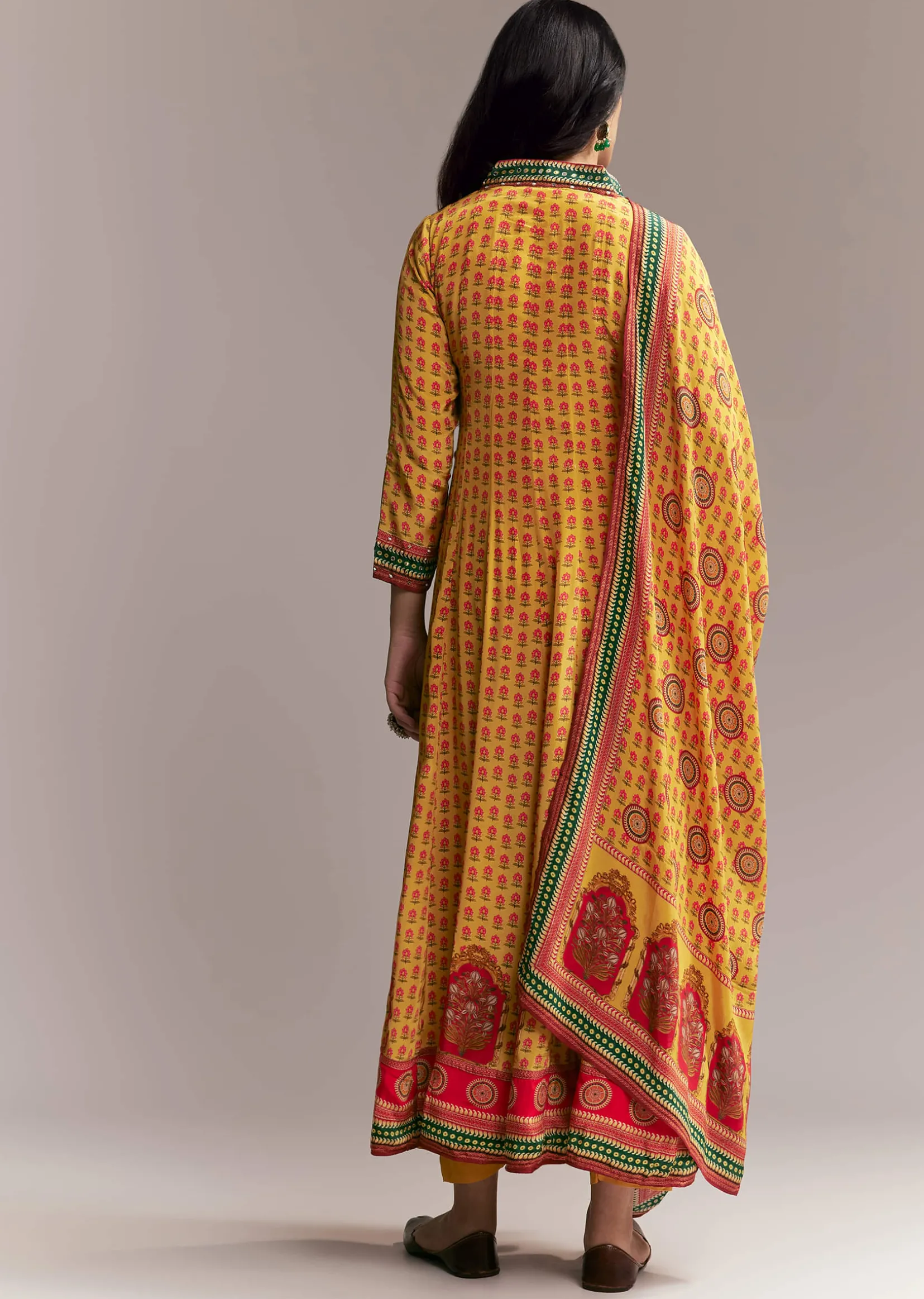 Yellow Floral Anarkali Set