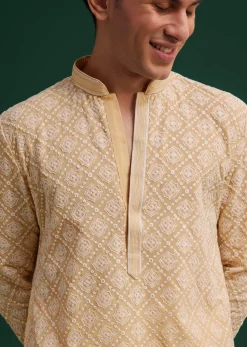 Yellow Georgette Embroidered Kurta Set