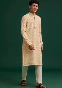 Yellow Georgette Embroidered Kurta Set