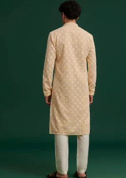 Yellow Georgette Embroidered Kurta Set