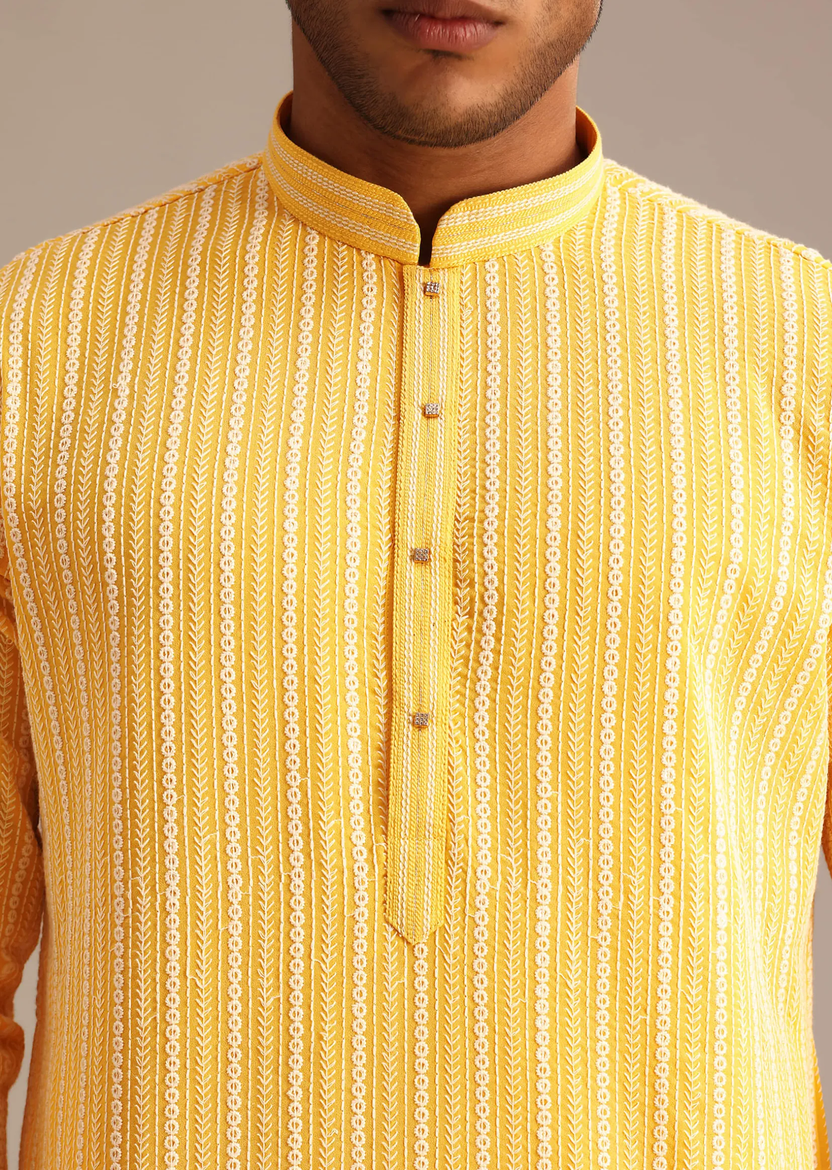 Yellow Georgette Kurta Set With Resham Work