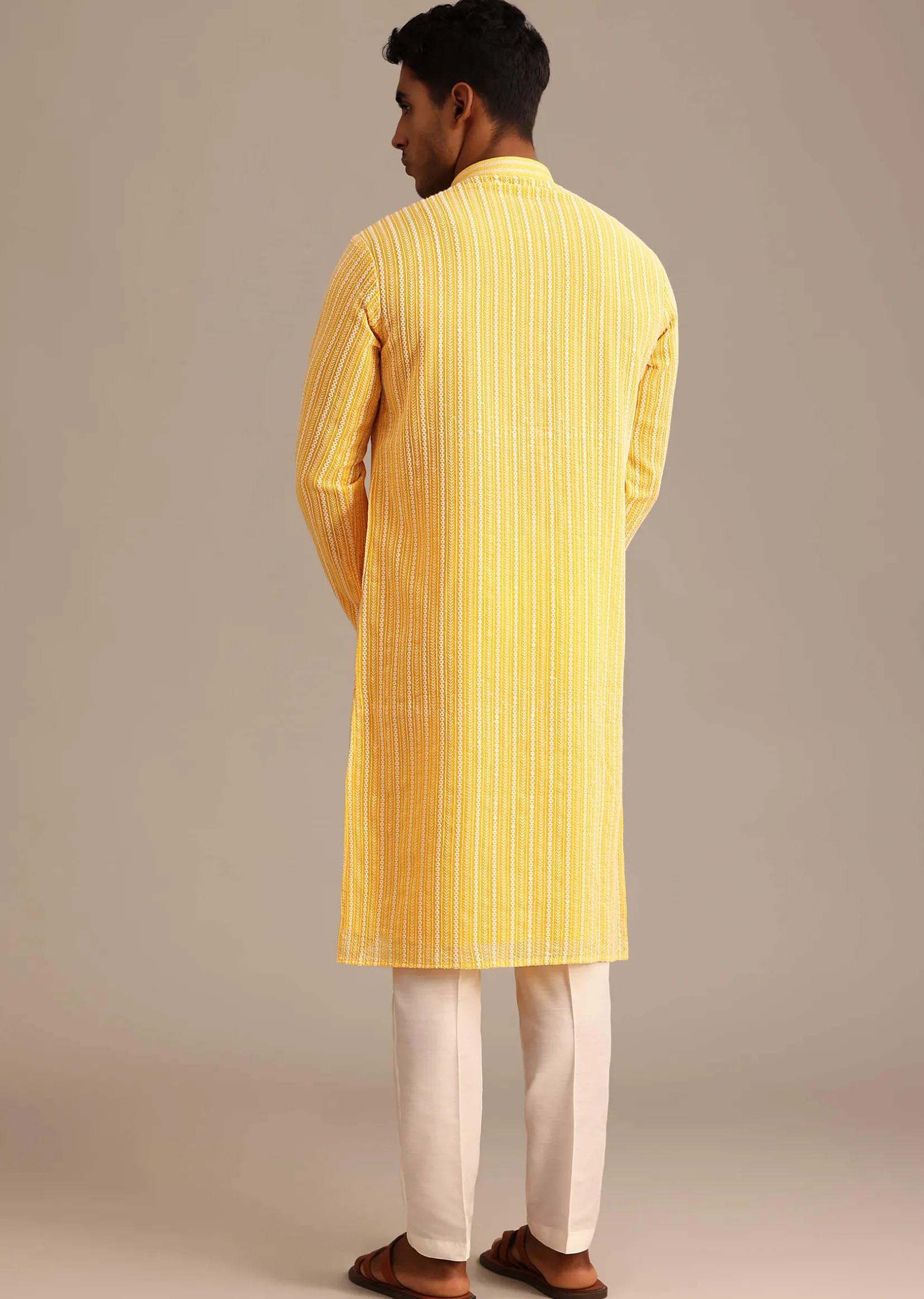 Yellow Georgette Kurta Set With Resham Work