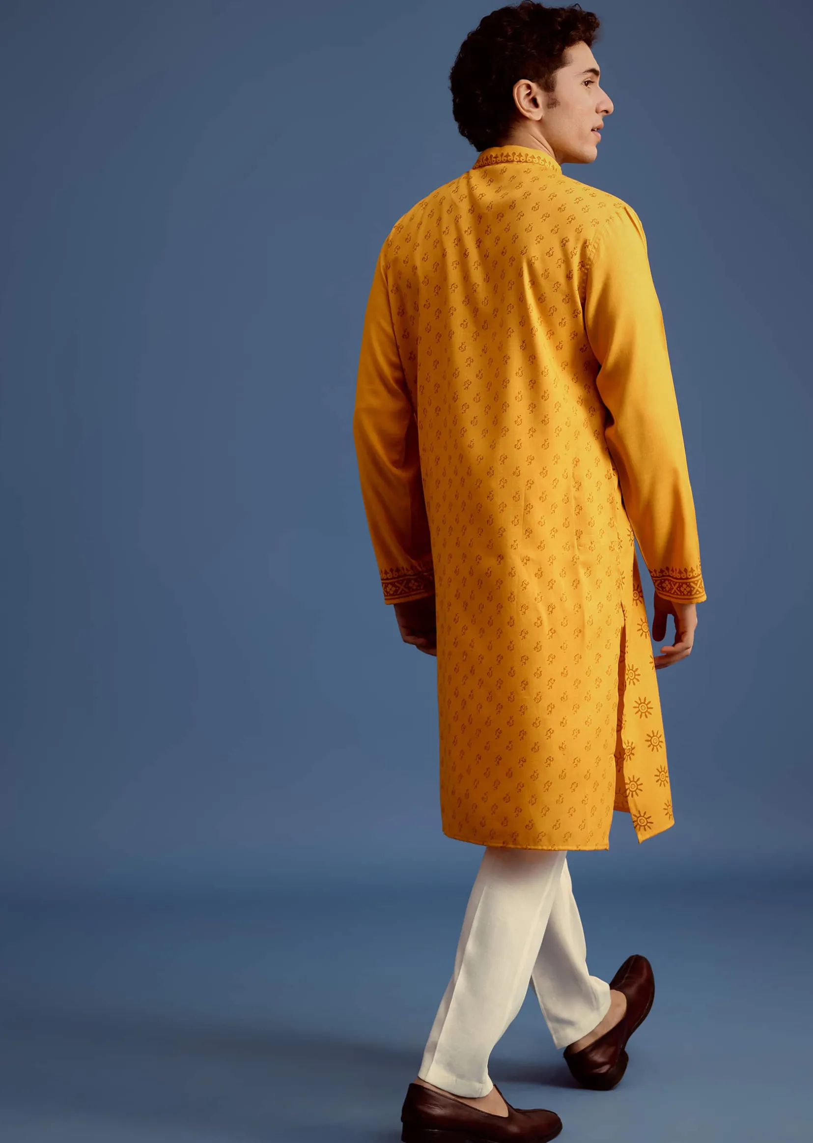 Yellow Hand Block Printed Kurta Set