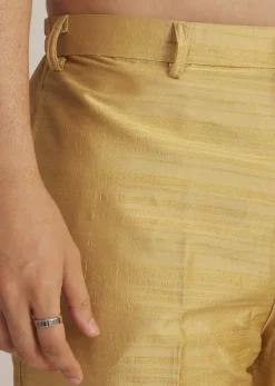 Yellow Kurta Pant Set With Embroidered Nehru Jacket