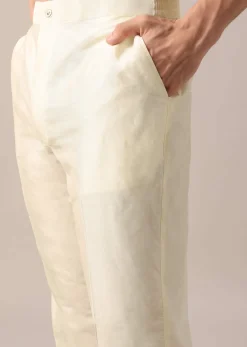 Yellow Kurta Set In Cotton Silk With Multi Color Floral Prints