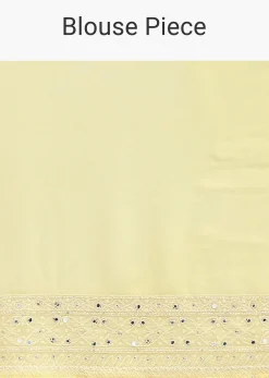 Yellow Lucknowi Chikankari Sequin Saree With Unstitched Blouse Piece