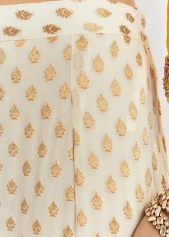 Yellow Ombre Kurta Palazzo Suit With Zardosi And Sequins Work