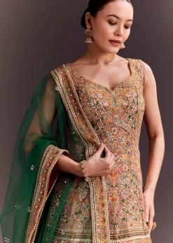 Yellow Printed and Mirror Embroidered Lehenga Set