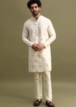 Yellow Shaded Gold Foil Apllique Work On Kurta Jacket Set