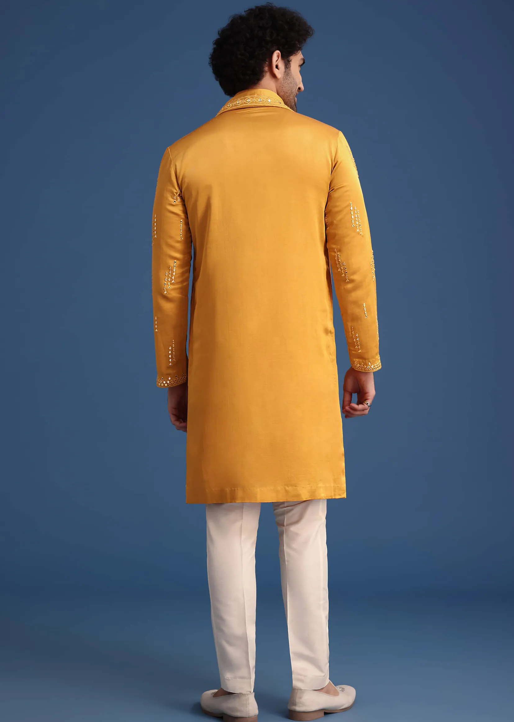 Yellow Silk Blend Kurta Pant With Dupatta