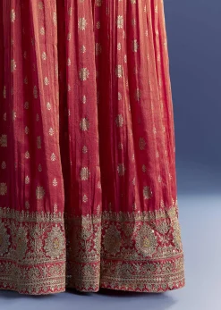 Yellow Tissue Kurta Set With Zari Palazzo And Floral Dupatta
