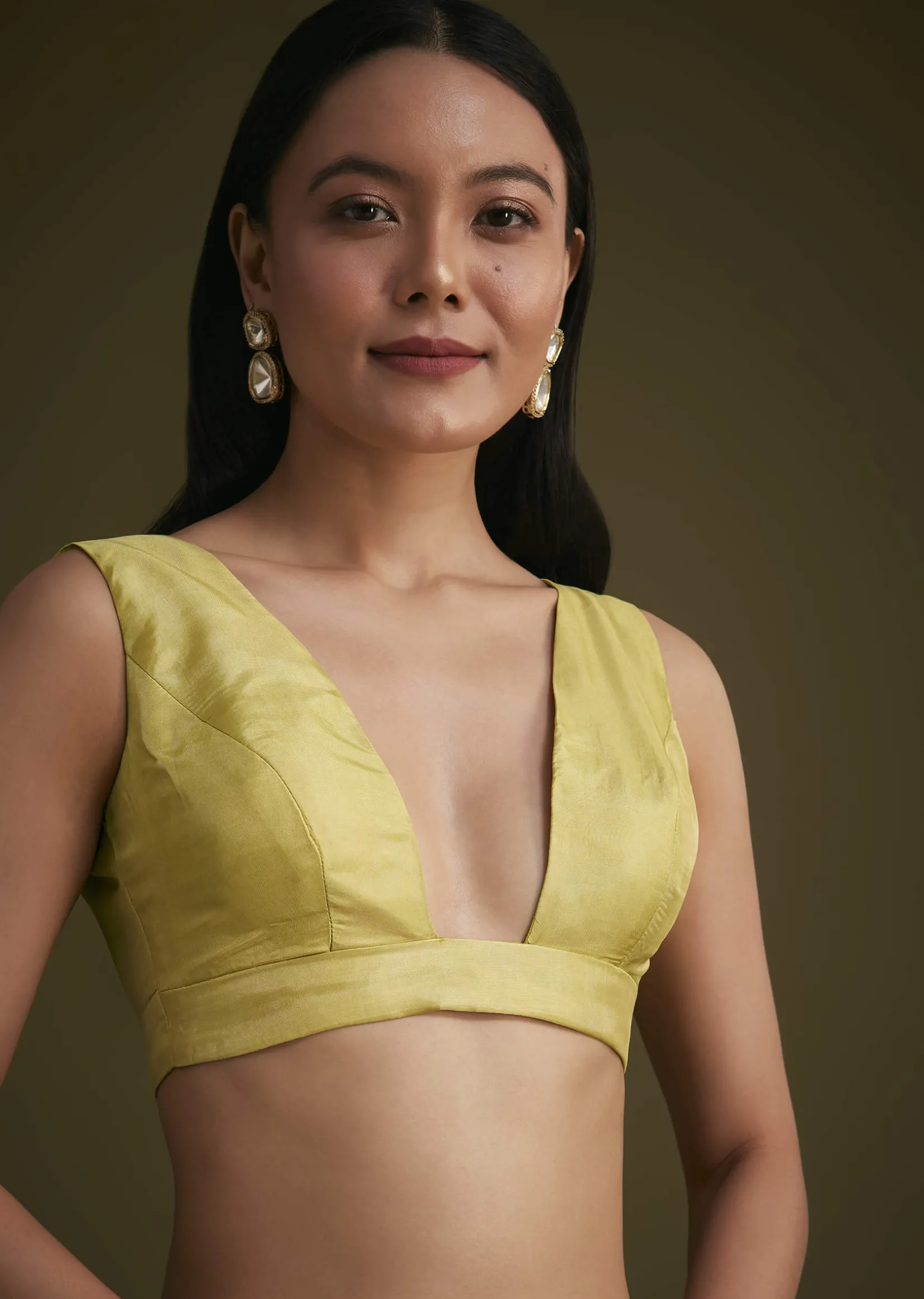 Yellow Tissue Saree With Floral Embroidery