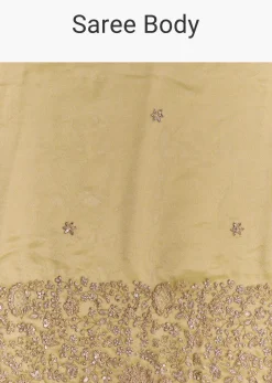 Yellow Tissue Saree With Heavy Floral Embroidered Border