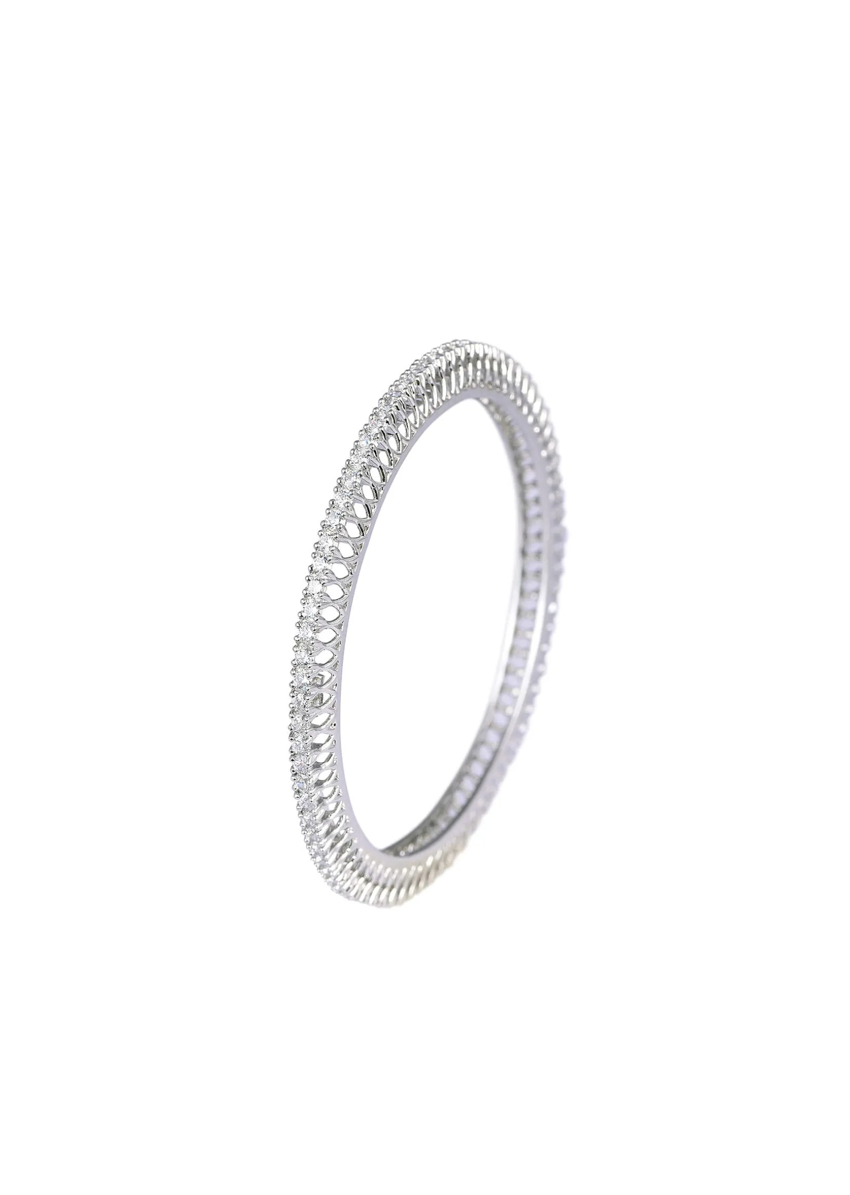 Zirconia 92.5 Sterling Silver Studded Bangles Set of 2