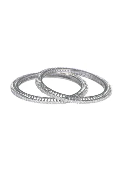 Zirconia 92.5 Sterling Silver Studded Bangles Set of 2