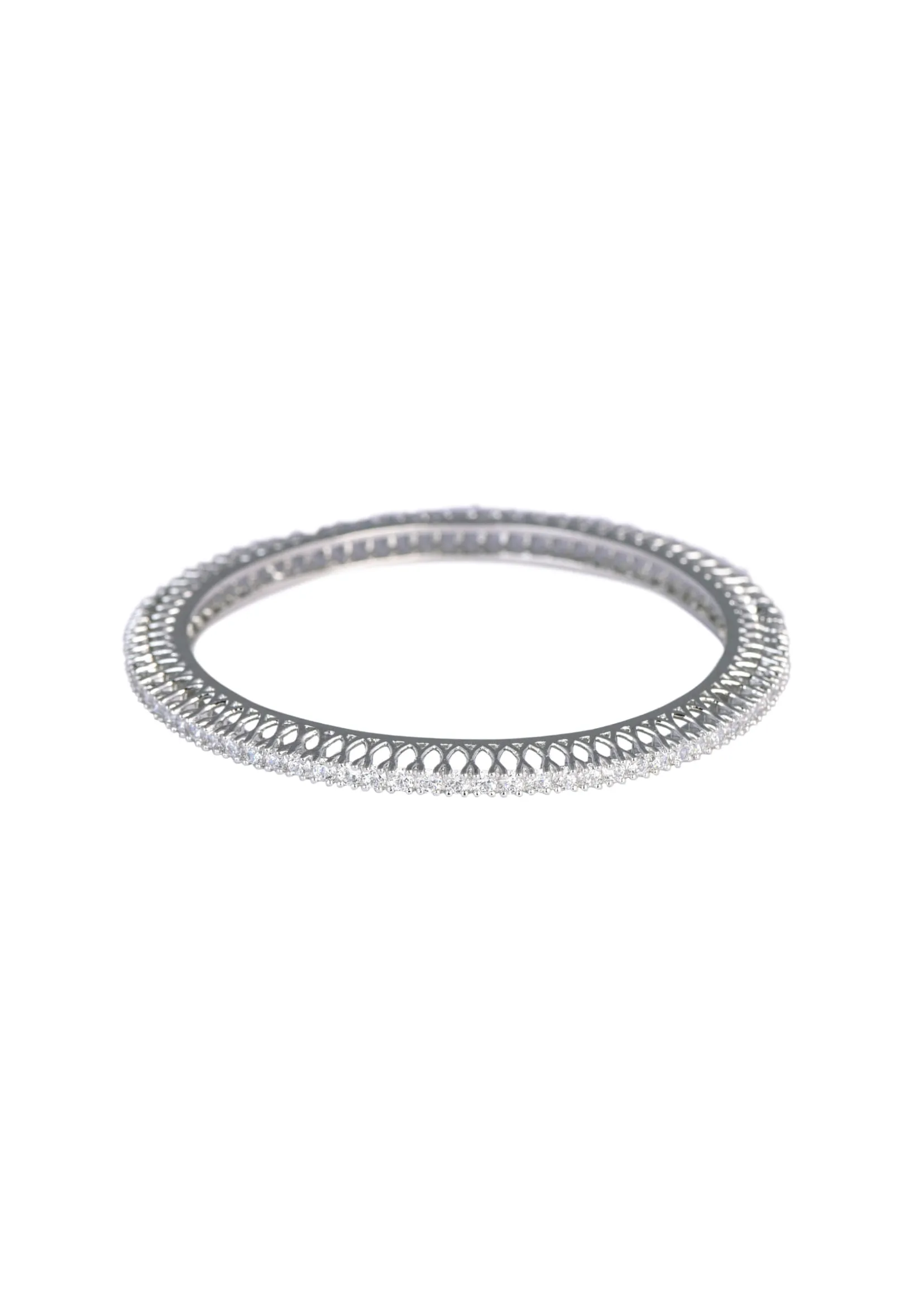 Zirconia 92.5 Sterling Silver Studded Bangles Set of 2