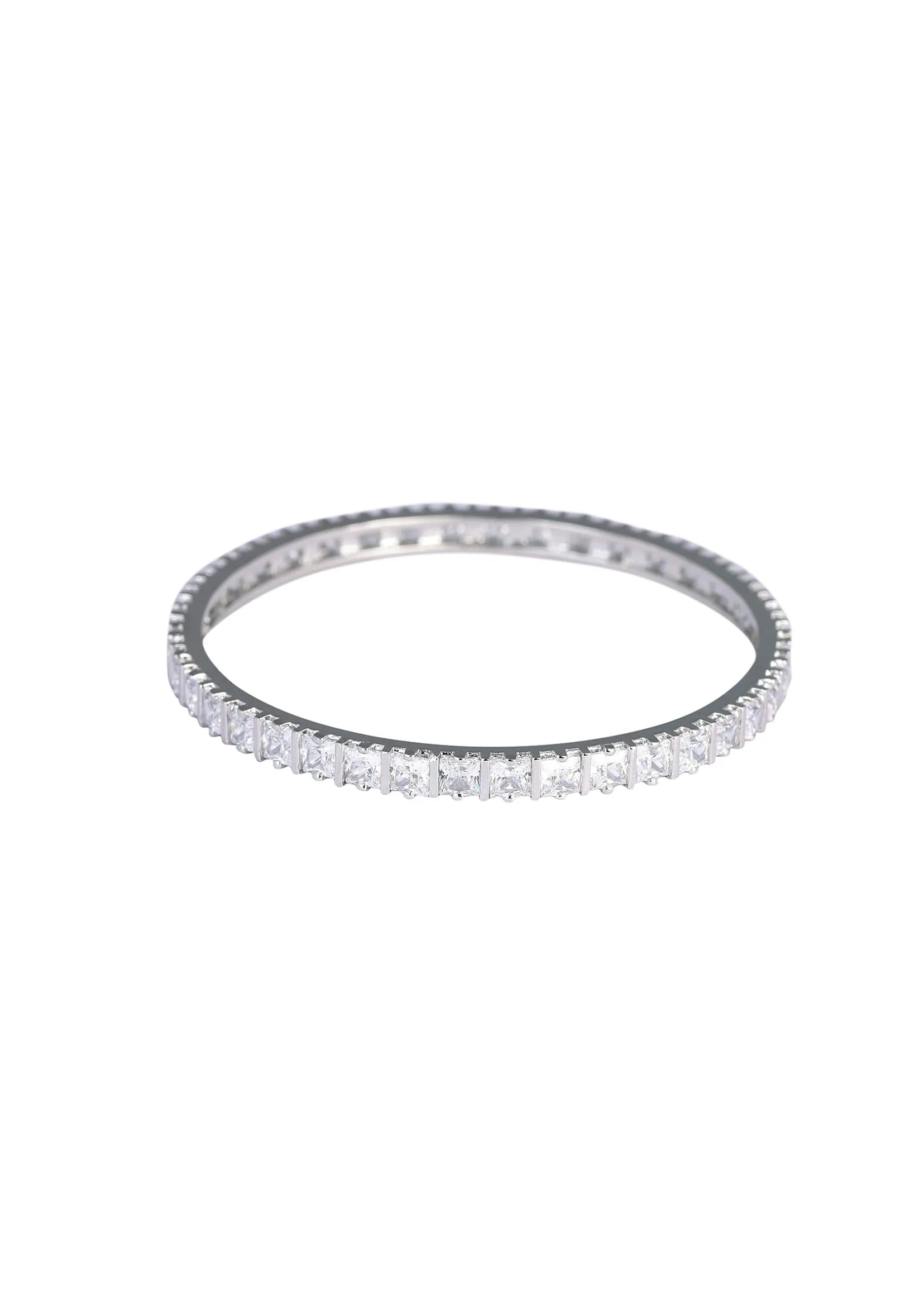 Zirconia Studded 92.5 Sterling Silver Bangles Set of 2